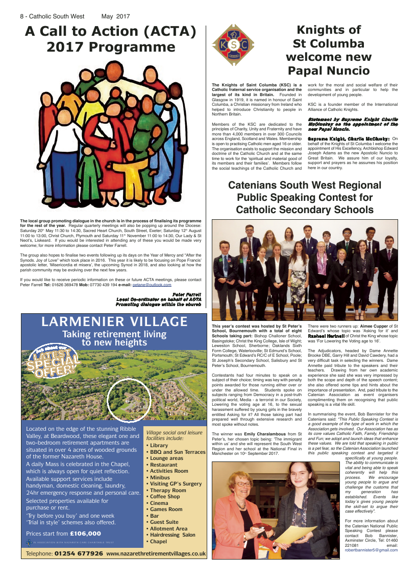 May 2017 edition of the Catholic South West - Page 