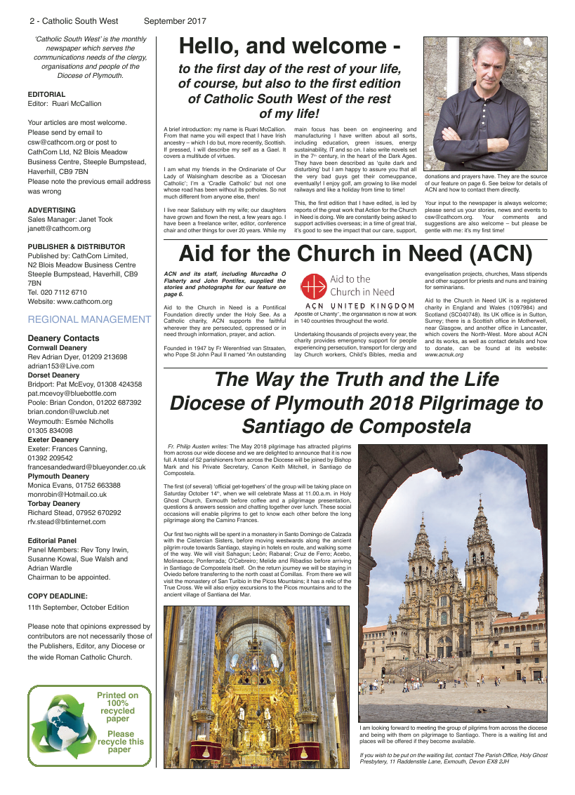 Sept 2017 edition of the Catholic South West - Page 