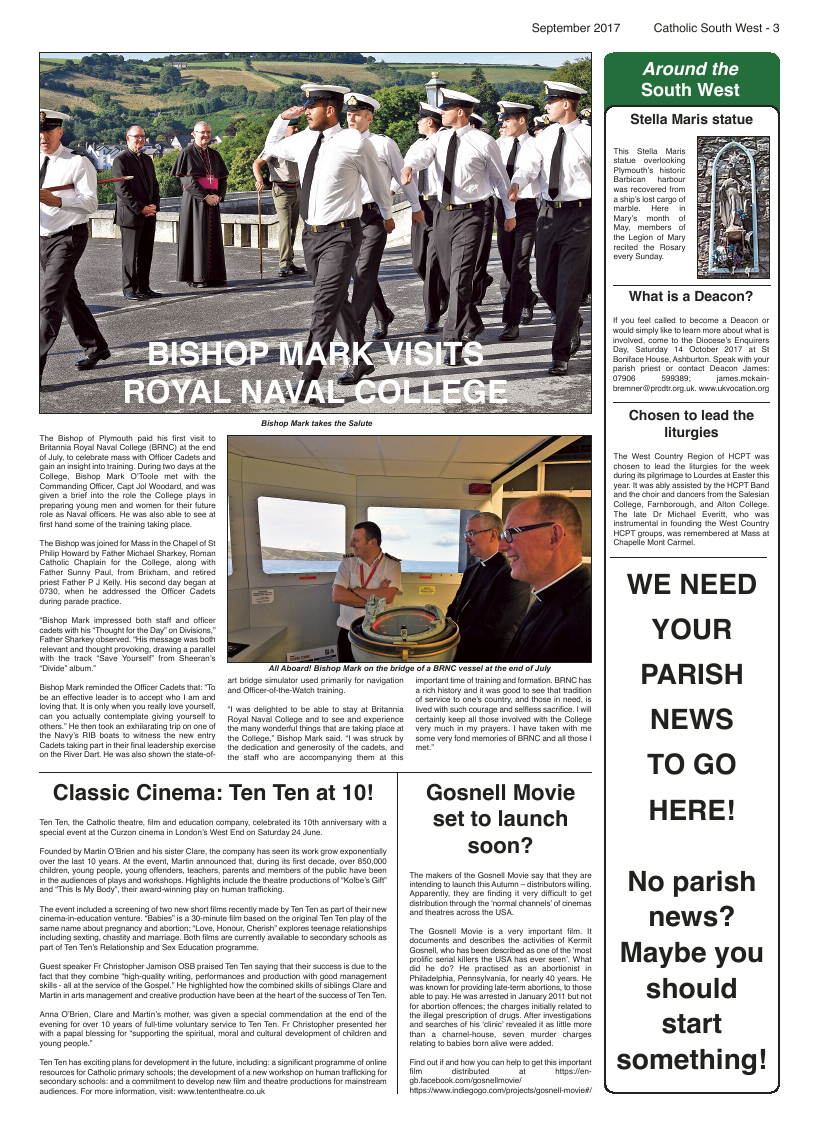 Sept 2017 edition of the Catholic South West - Page 