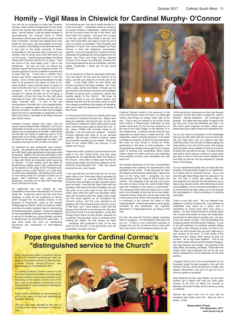 Oct 2017 edition of the Catholic South West - Page 