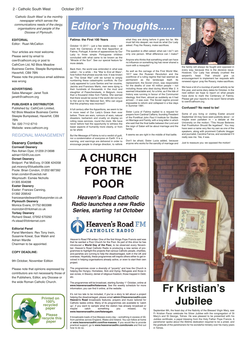 Oct 2017 edition of the Catholic South West - Page 