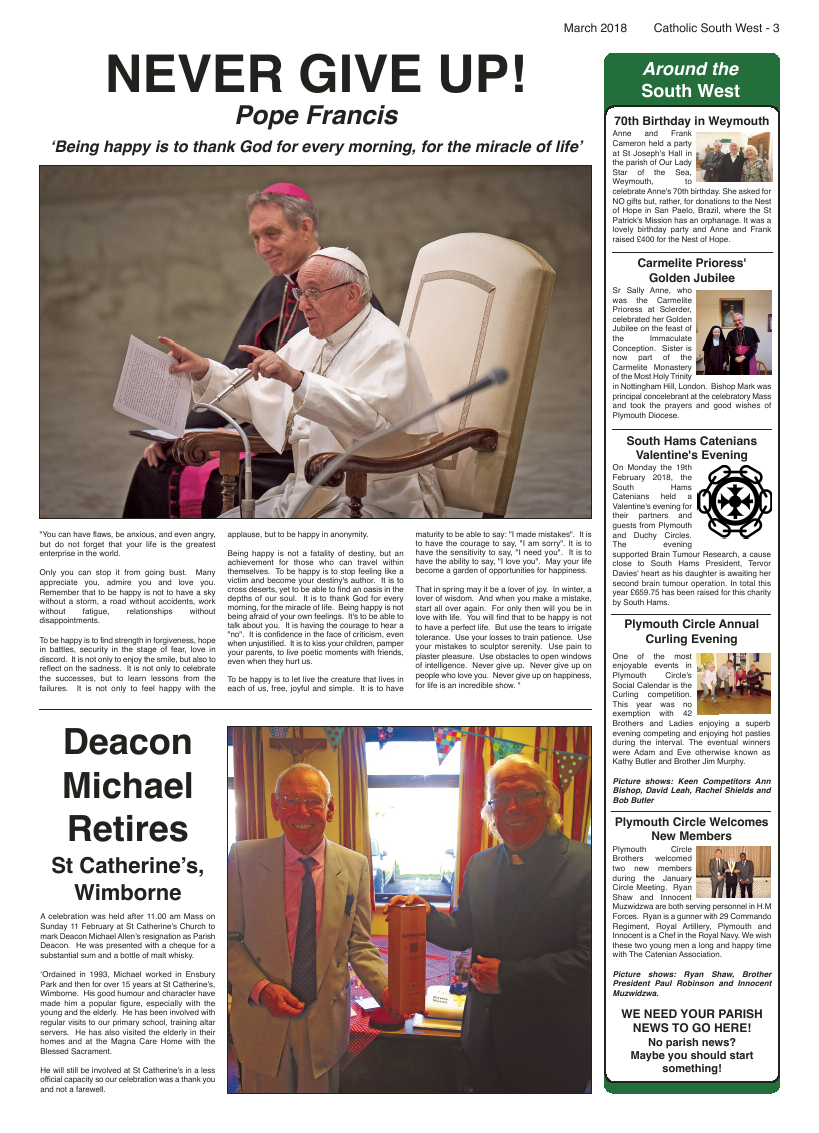 Mar 2018 edition of the Catholic South West - Page 