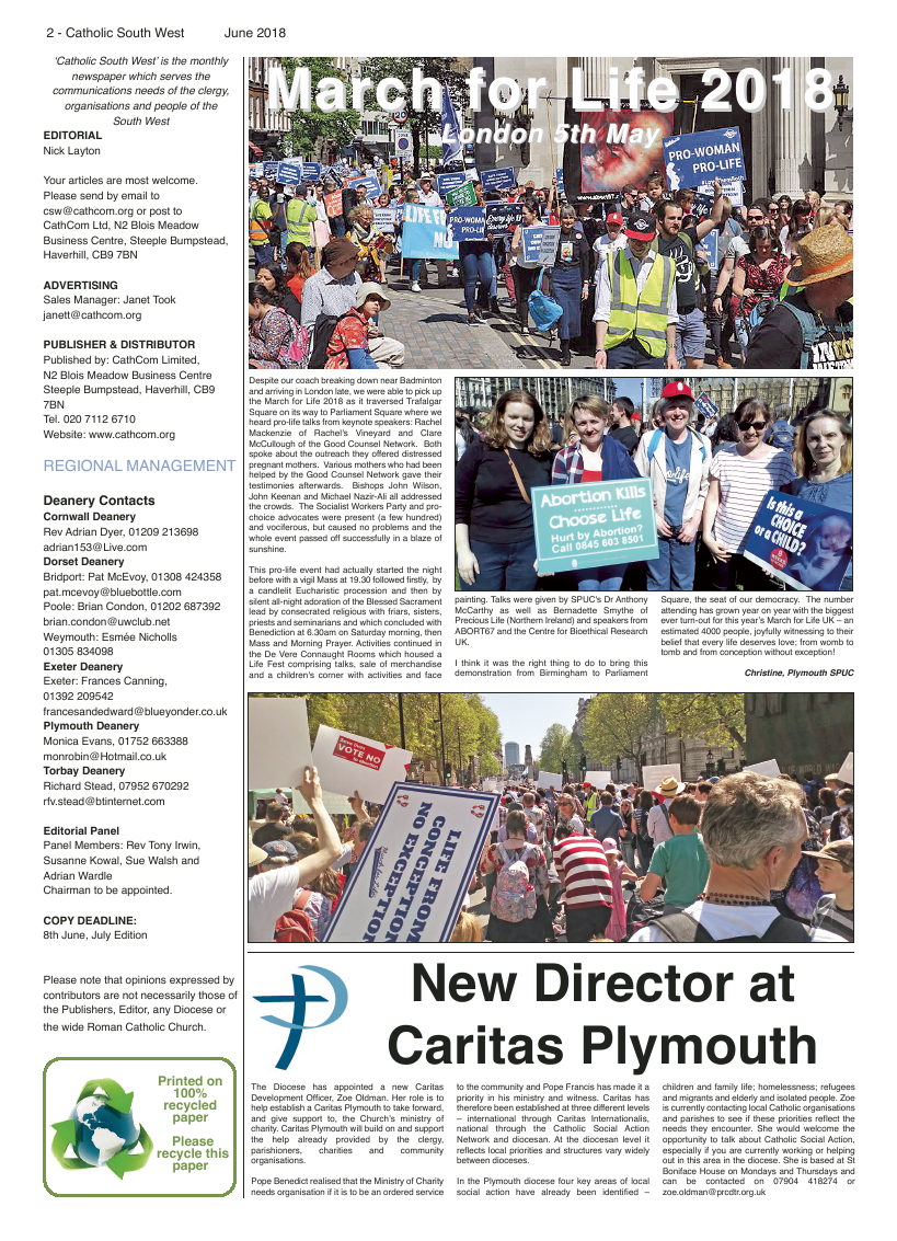 Jun 2018 edition of the Catholic South West - Page 