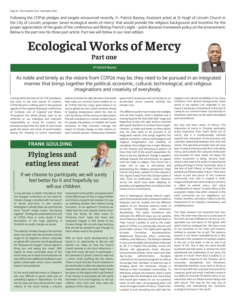 Dec 2021 edition of the National Catholic Paper