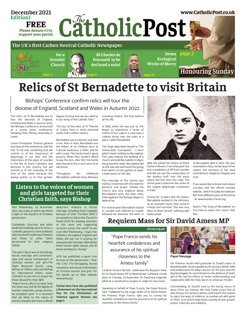 Dec 2021 edition of the National Catholic Paper