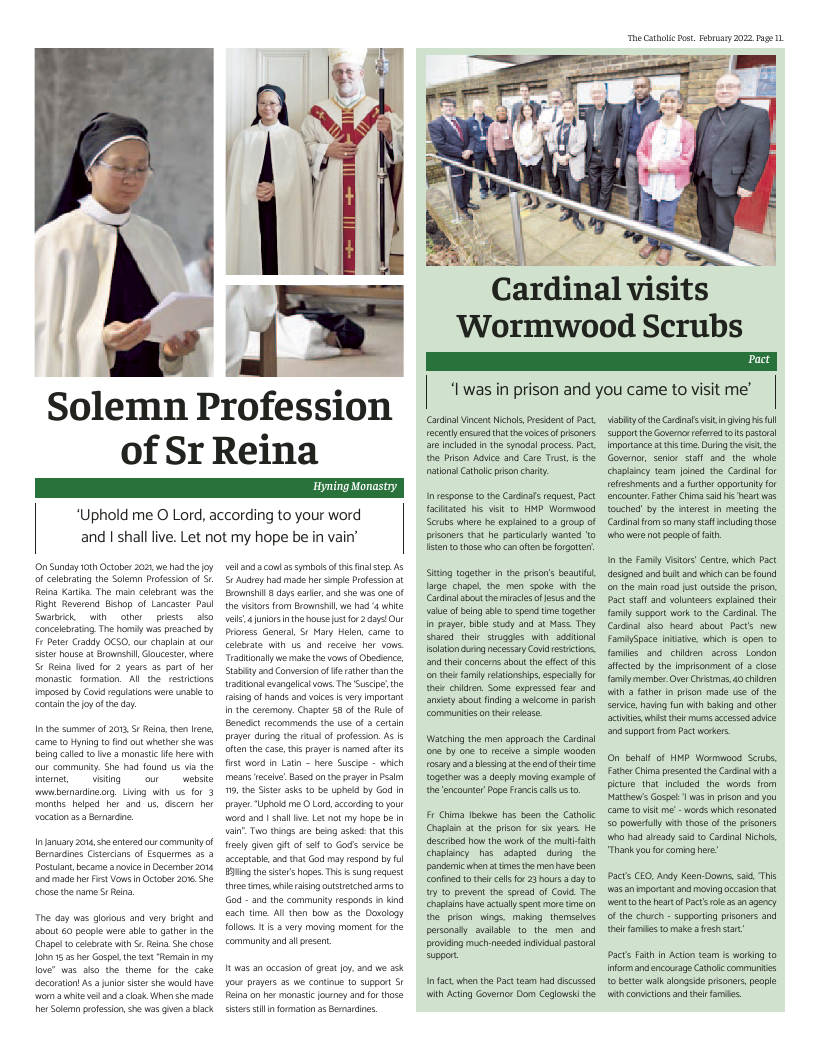 Feb 2022 edition of the Catholic Post