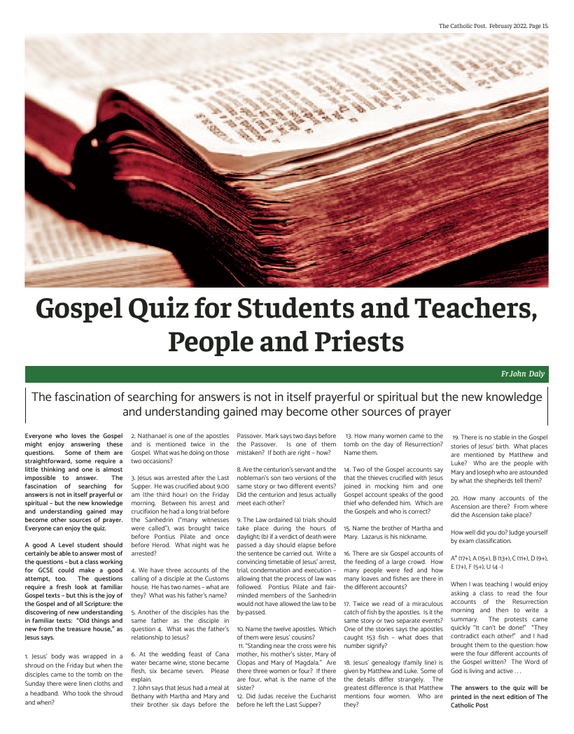 Feb 2022 edition of the Catholic Post Feb 2022 edition of the Catholic Post