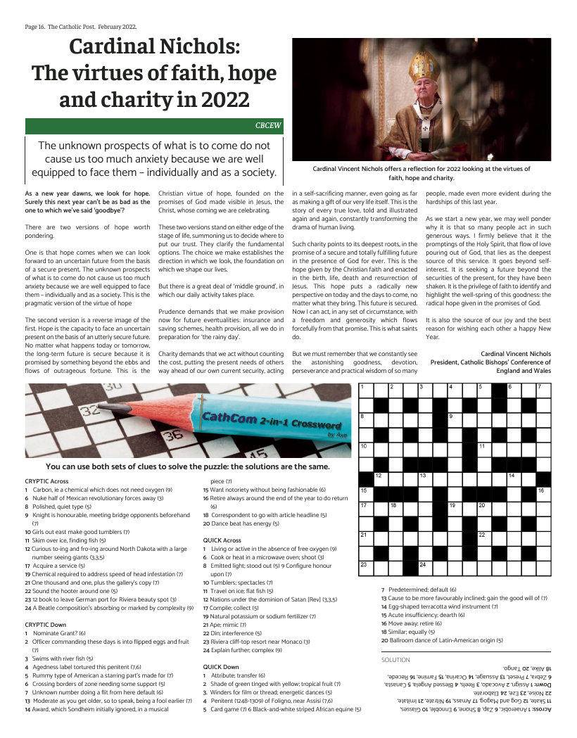 Feb 2022 edition of the Catholic Post