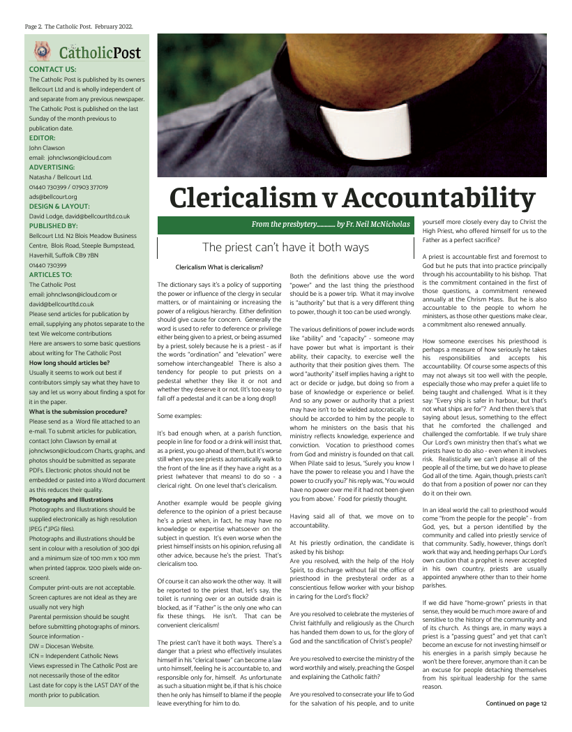 Feb 2022 edition of the Catholic Post Feb 2022 edition of the Catholic Post