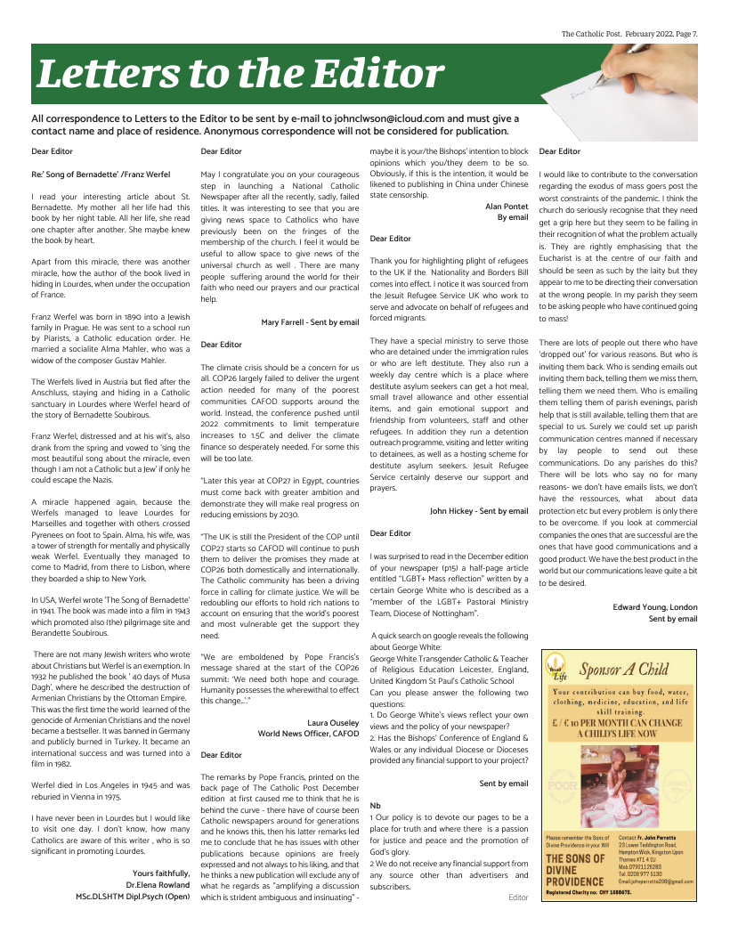 Feb 2022 edition of the Catholic Post Feb 2022 edition of the Catholic Post