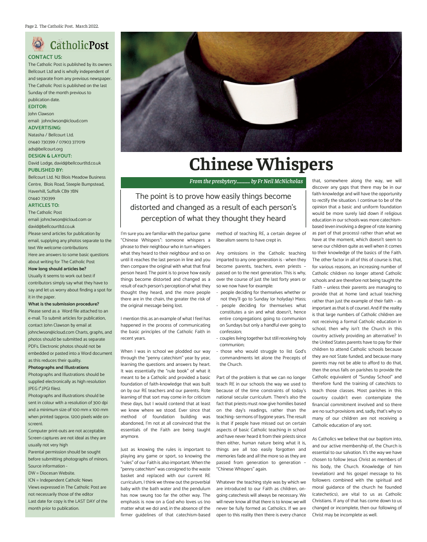Mar 2022 edition of the Catholic Post Mar 2022 edition of the Catholic Post