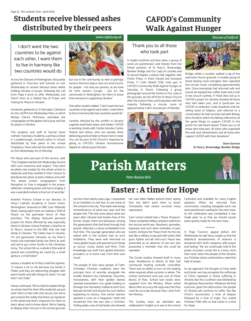 Apr 2022 edition of the Catholic Post Apr 2022 edition of the Catholic Post