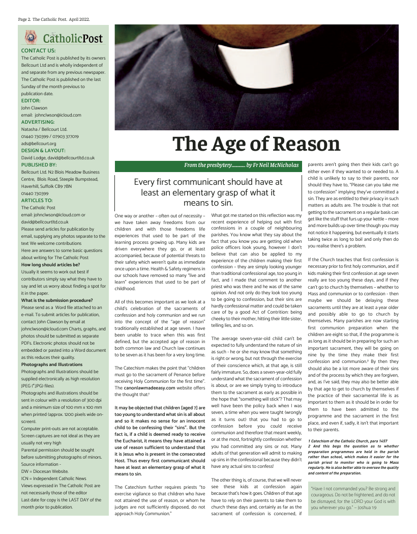 Apr 2022 edition of the Catholic Post