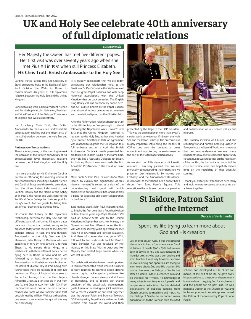 May 2022 edition of the Catholic Post