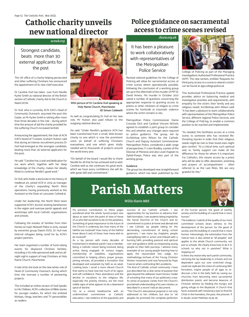 May 2022 edition of the Catholic Post