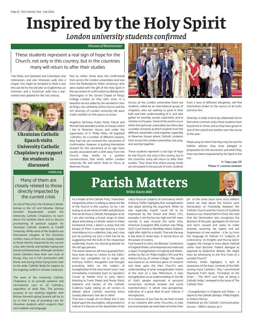 Jul 2022 edition of the Catholic Post Jul 2022 edition of the Catholic Post