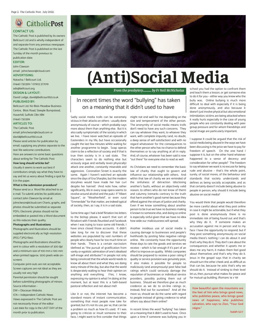 Jul 2022 edition of the Catholic Post Jul 2022 edition of the Catholic Post