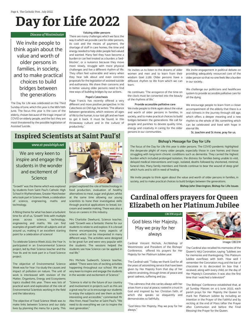 Jul 2022 edition of the Catholic Post Jul 2022 edition of the Catholic Post