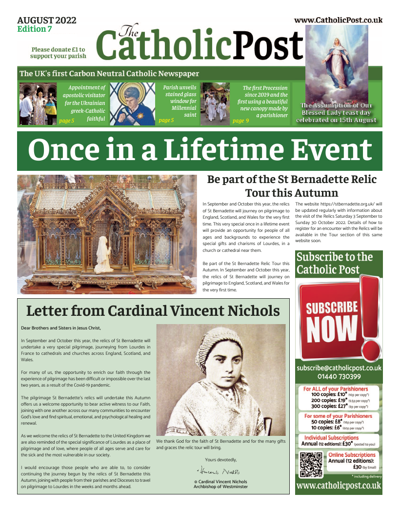 Aug 2022 edition of the Catholic Post