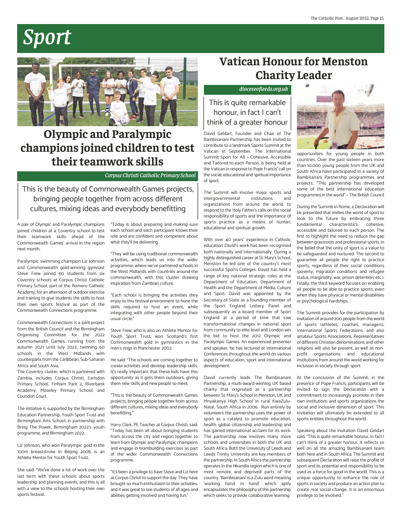 Aug 2022 edition of the Catholic Post Aug 2022 edition of the Catholic Post