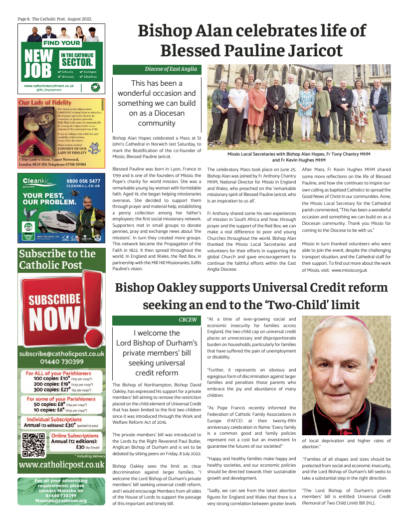 Aug 2022 edition of the Catholic Post