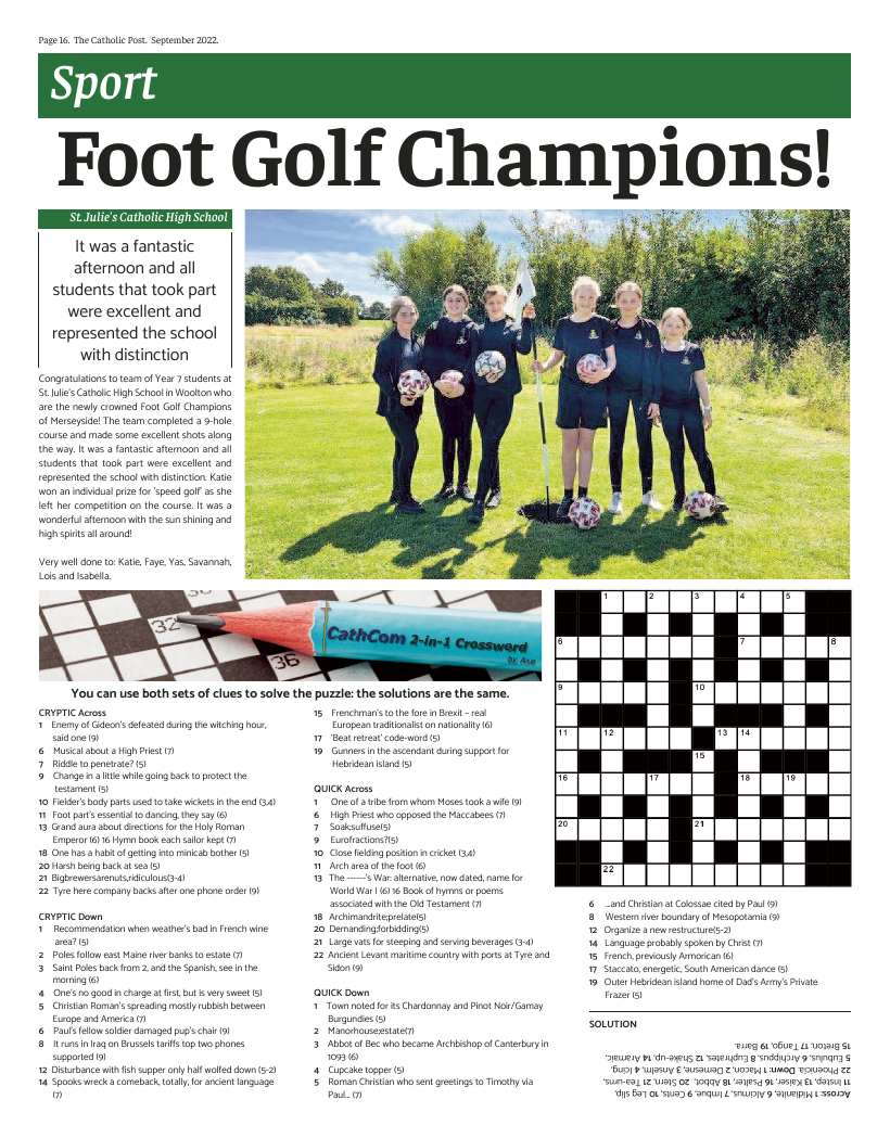 Sept 2022 edition of the Catholic Post Sept 2022 edition of the Catholic Post