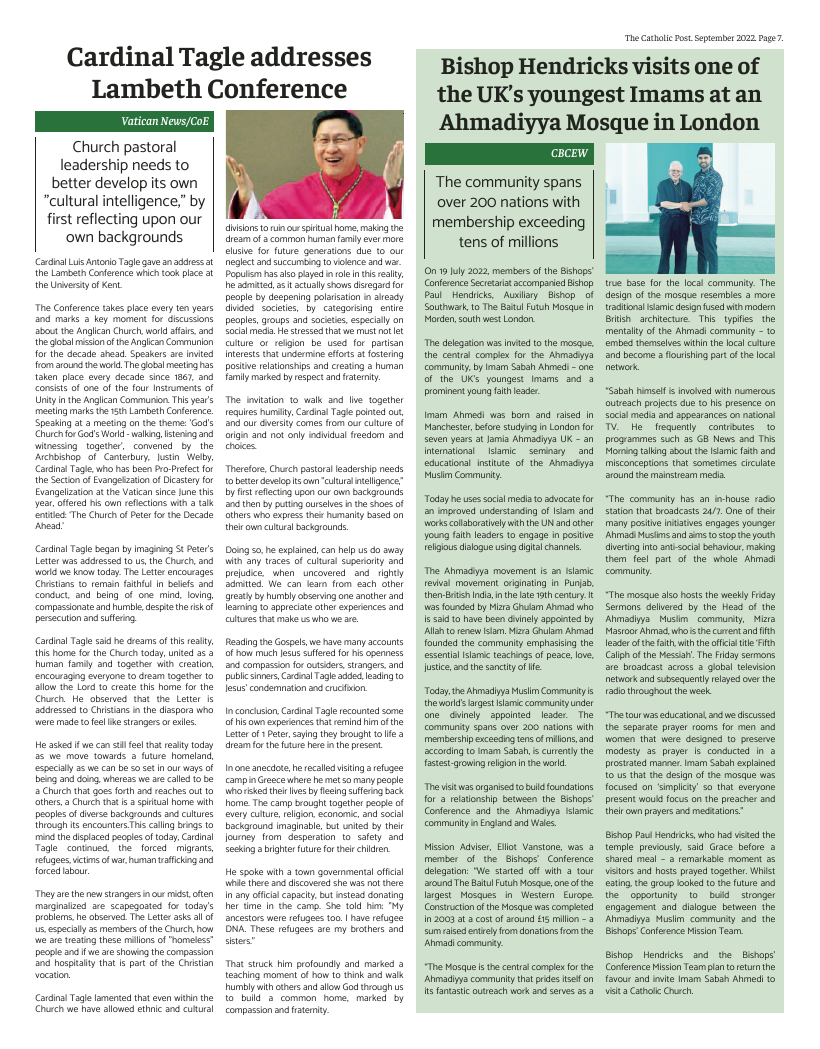 Sept 2022 edition of the Catholic Post Sept 2022 edition of the Catholic Post