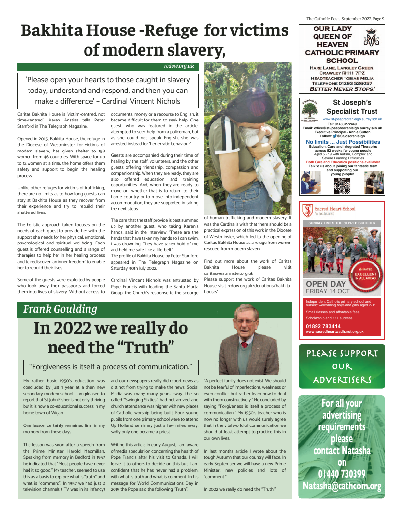 Sept 2022 edition of the Catholic Post