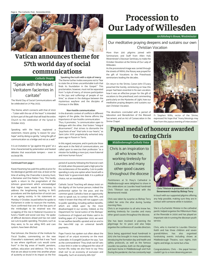 Nov 2022 edition of the Catholic Post