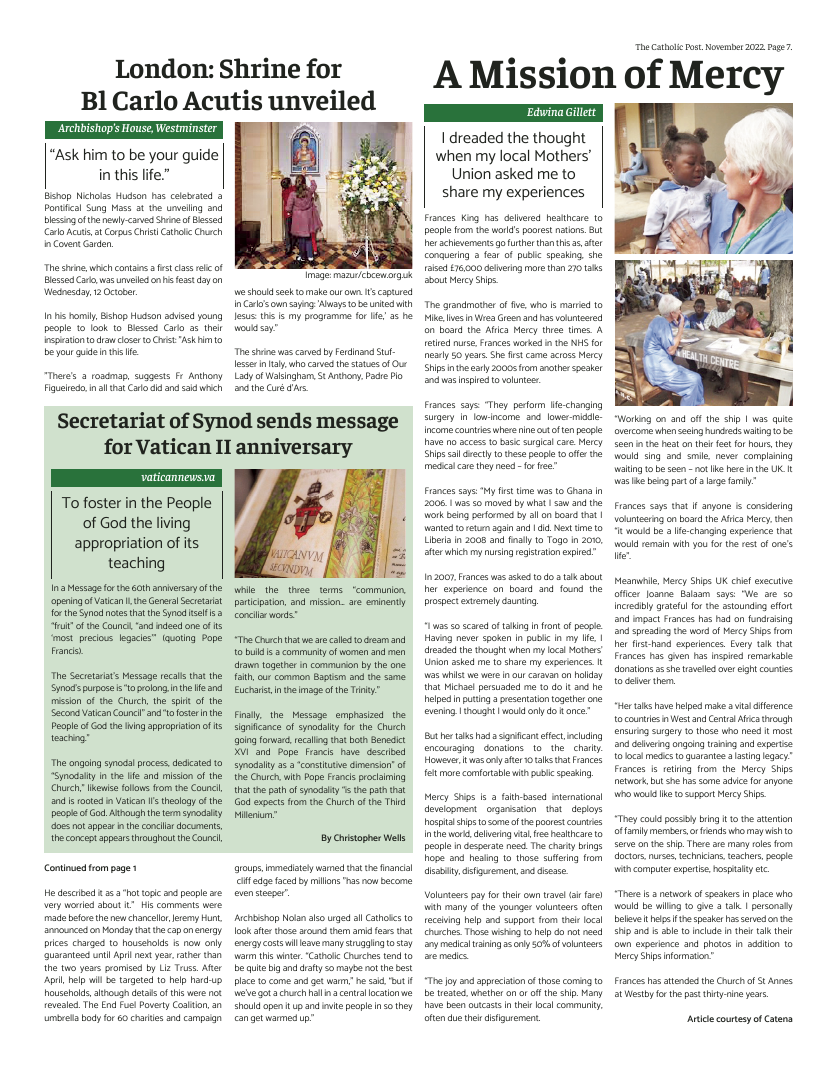 Nov 2022 edition of the Catholic Post