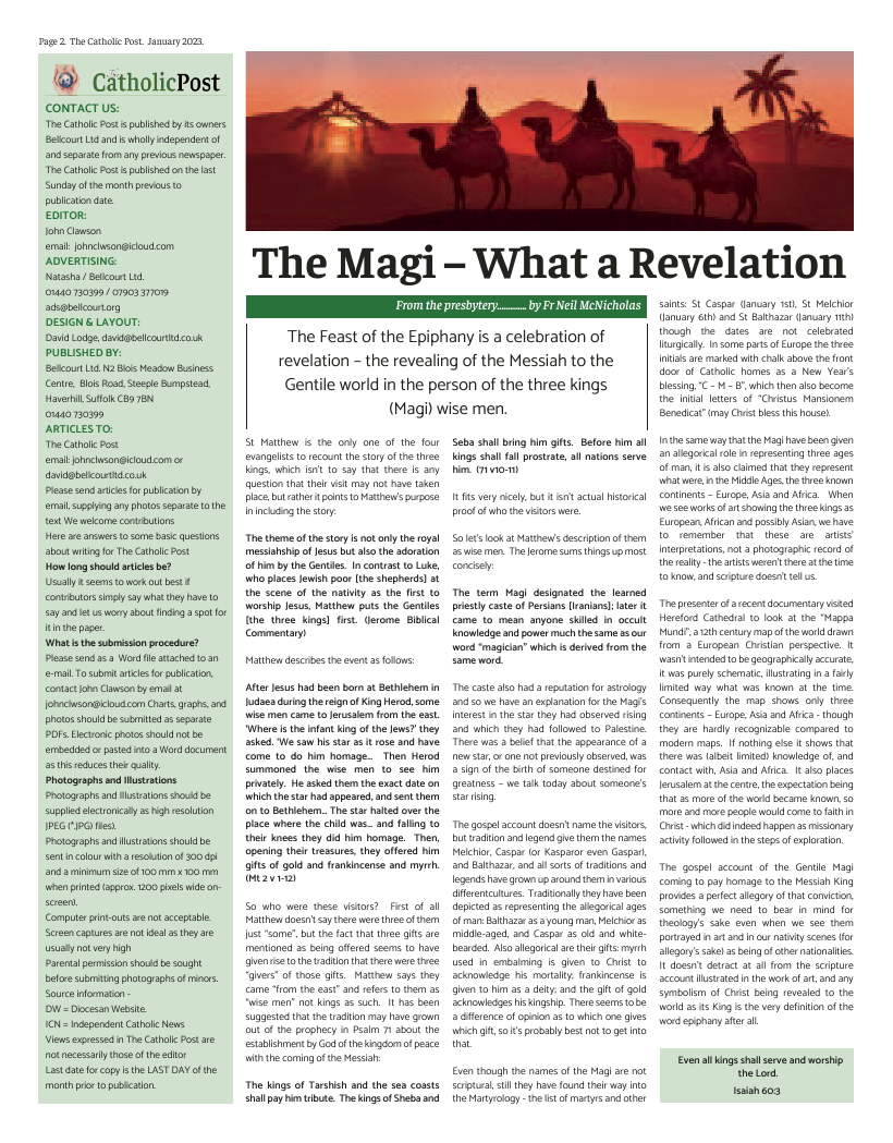 Jan 2023 edition of the Catholic Post