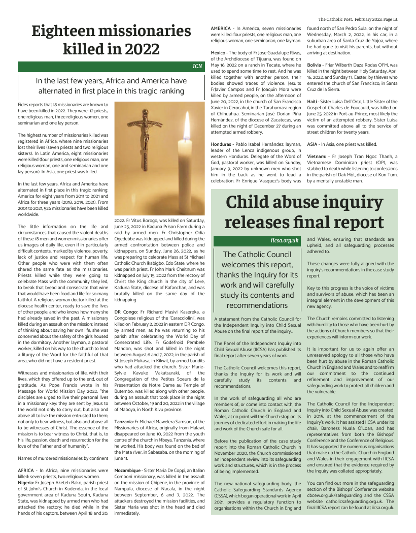 Feb 2023 edition of the Catholic Post