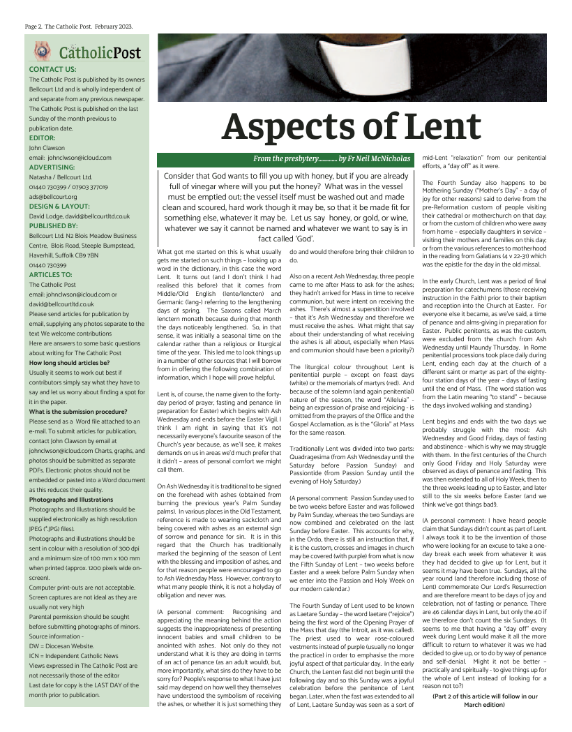 Feb 2023 edition of the Catholic Post