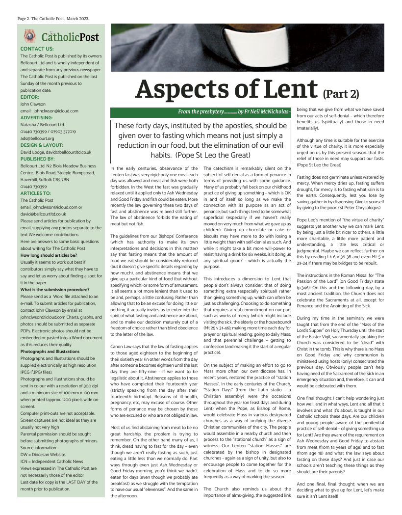 Mar 2023 edition of the Catholic Post