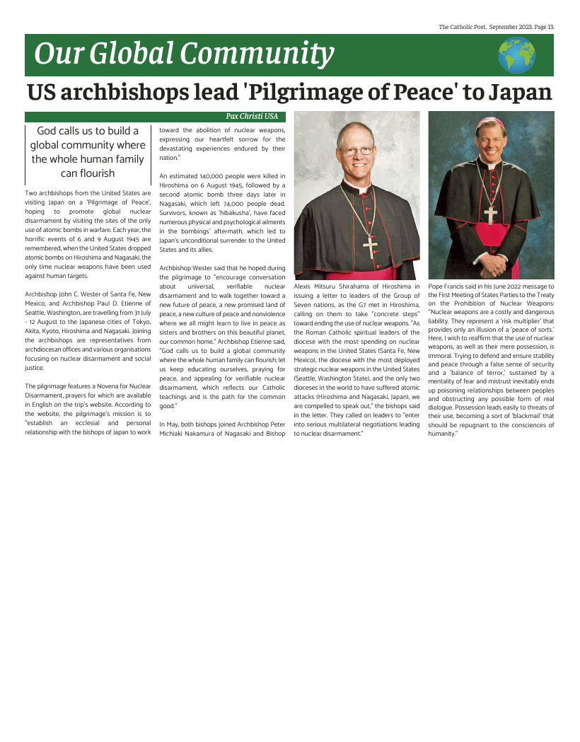 Sept 2023 edition of the Catholic Post