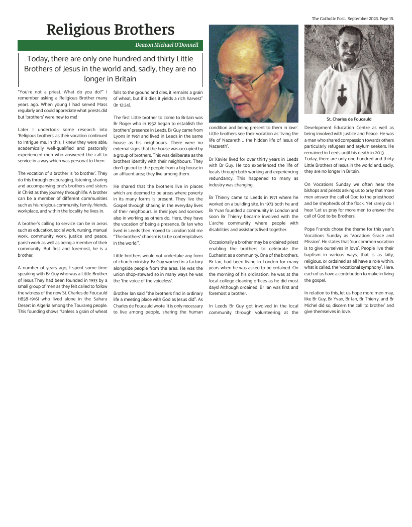 Sept 2023 edition of the Catholic Post