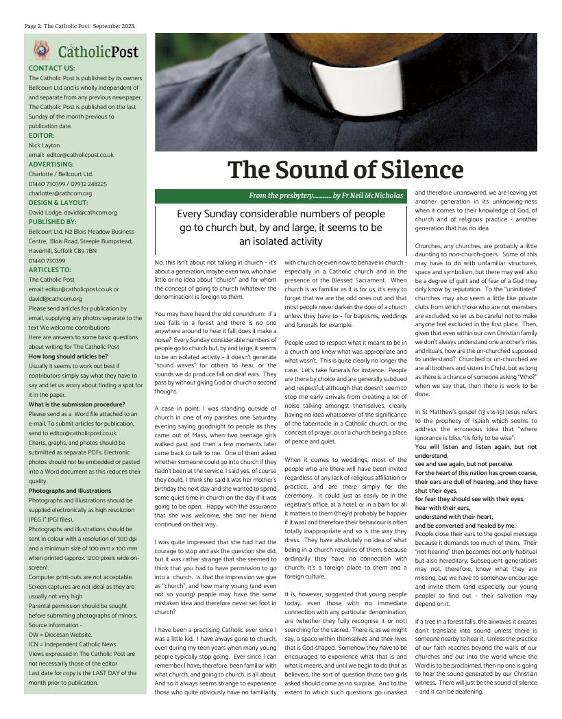 Sept 2023 edition of the Catholic Post Sept 2023 edition of the Catholic Post