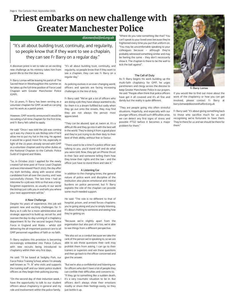 Sept 2023 edition of the Catholic Post Sept 2023 edition of the Catholic Post