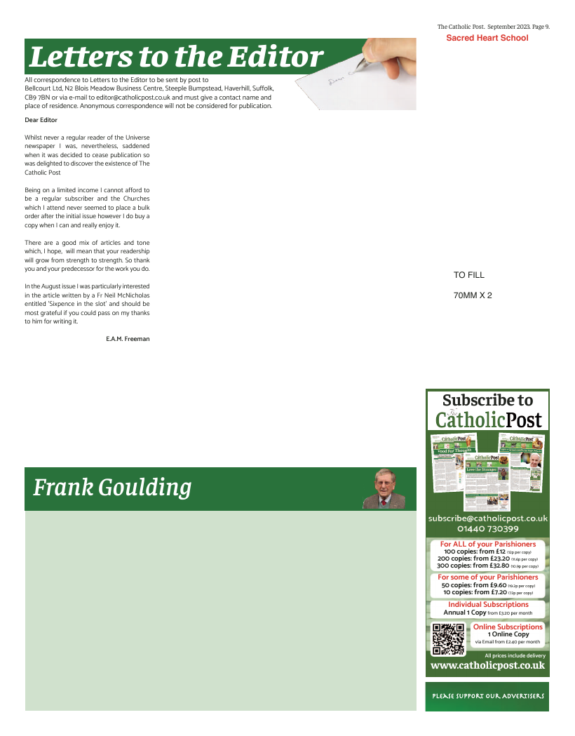 Sept 2023 edition of the Catholic Post Sept 2023 edition of the Catholic Post