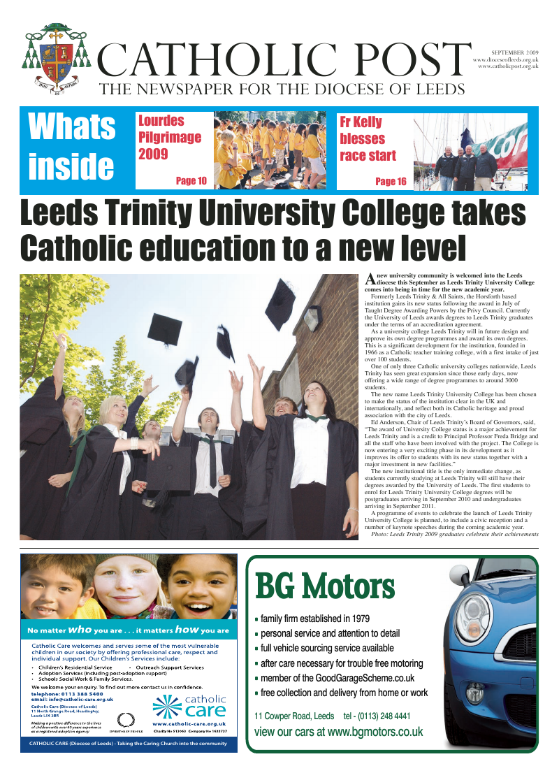Sep 2009 edition of the Leeds Catholic Post Sep 2009 edition of the Leeds Catholic Post