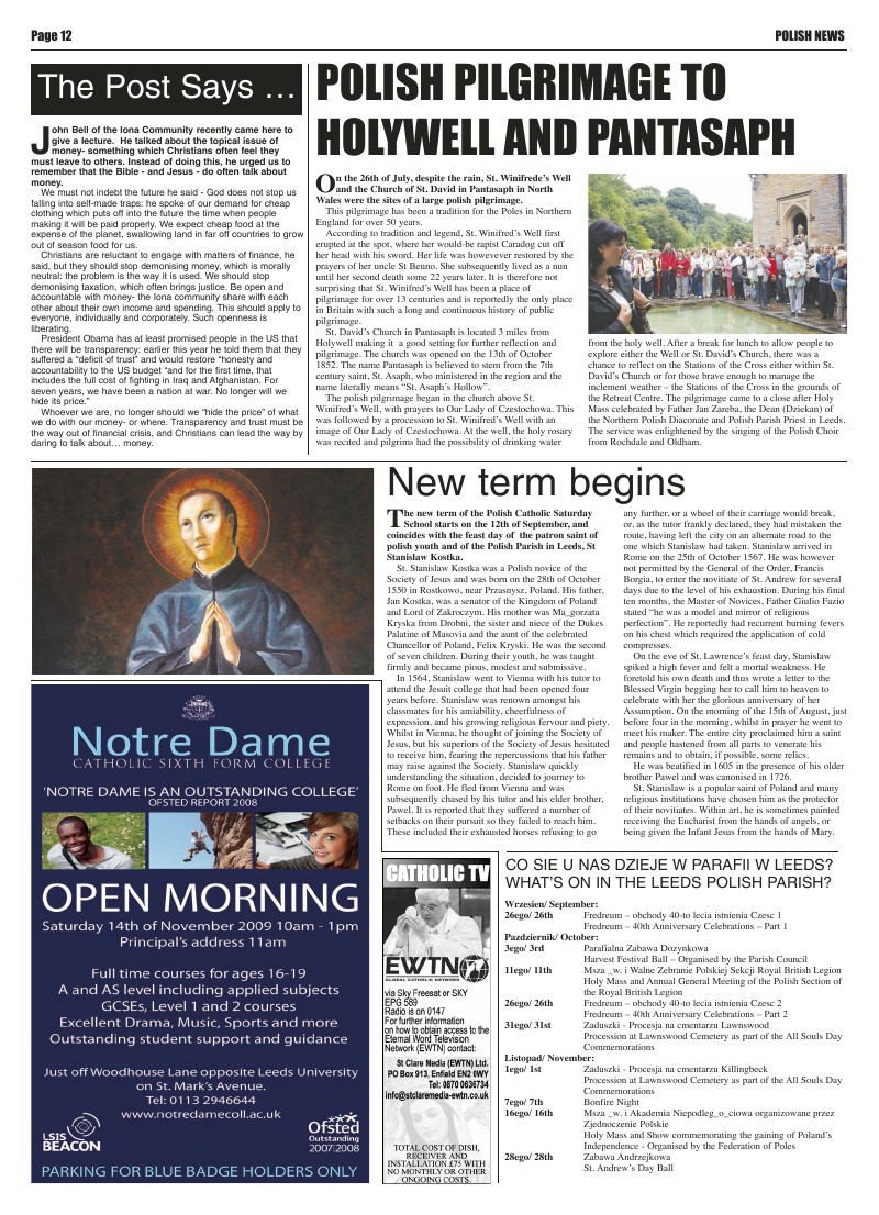 Sep 2009 edition of the Leeds Catholic Post