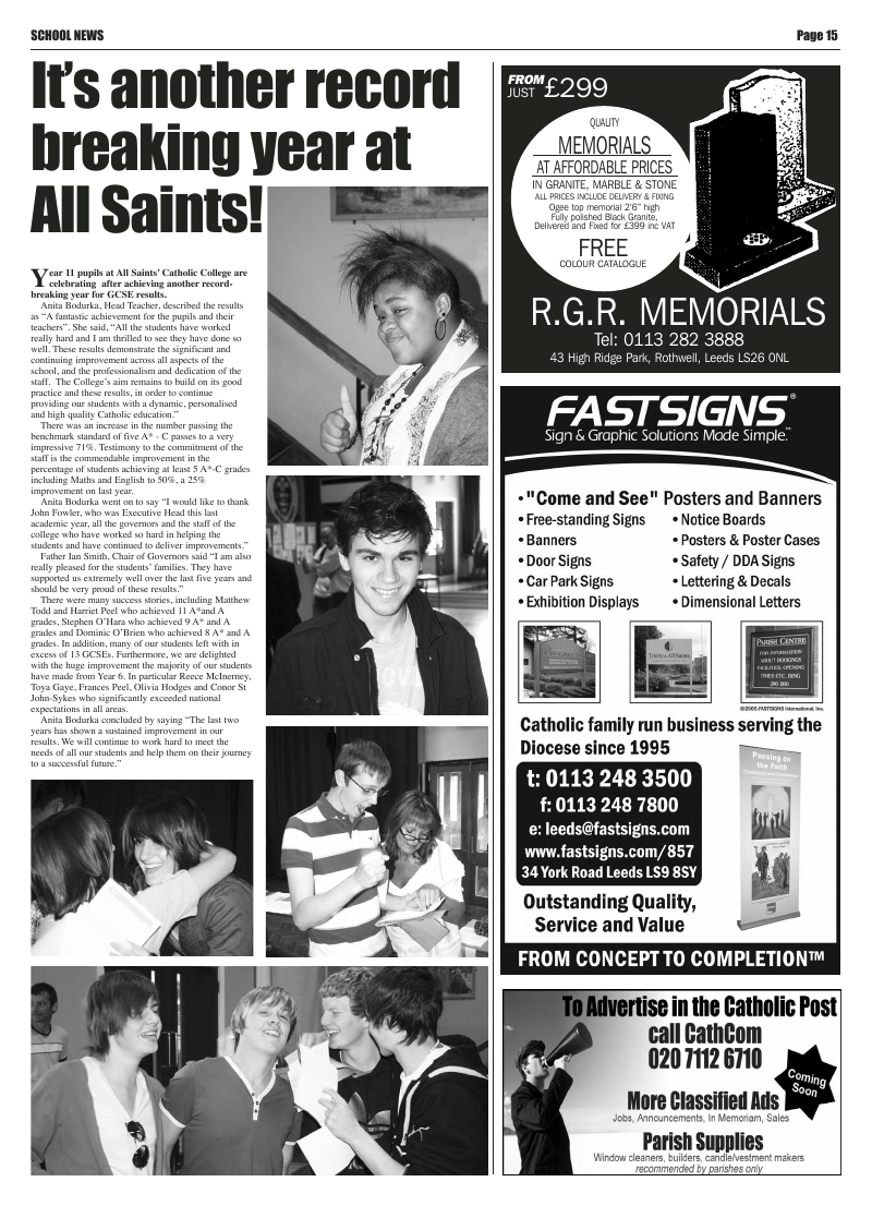 Sep 2009 edition of the Leeds Catholic Post