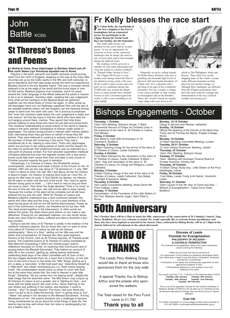 Sep 2009 edition of the Leeds Catholic Post