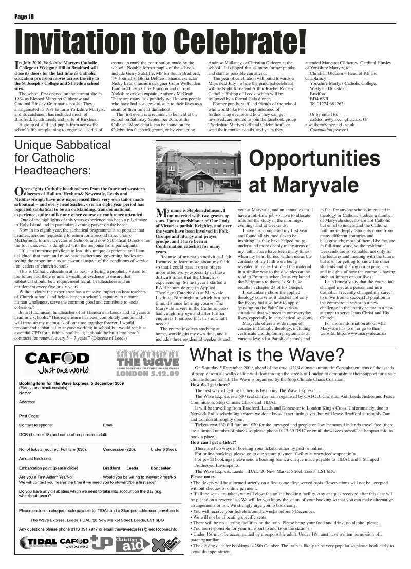 Sep 2009 edition of the Leeds Catholic Post Sep 2009 edition of the Leeds Catholic Post