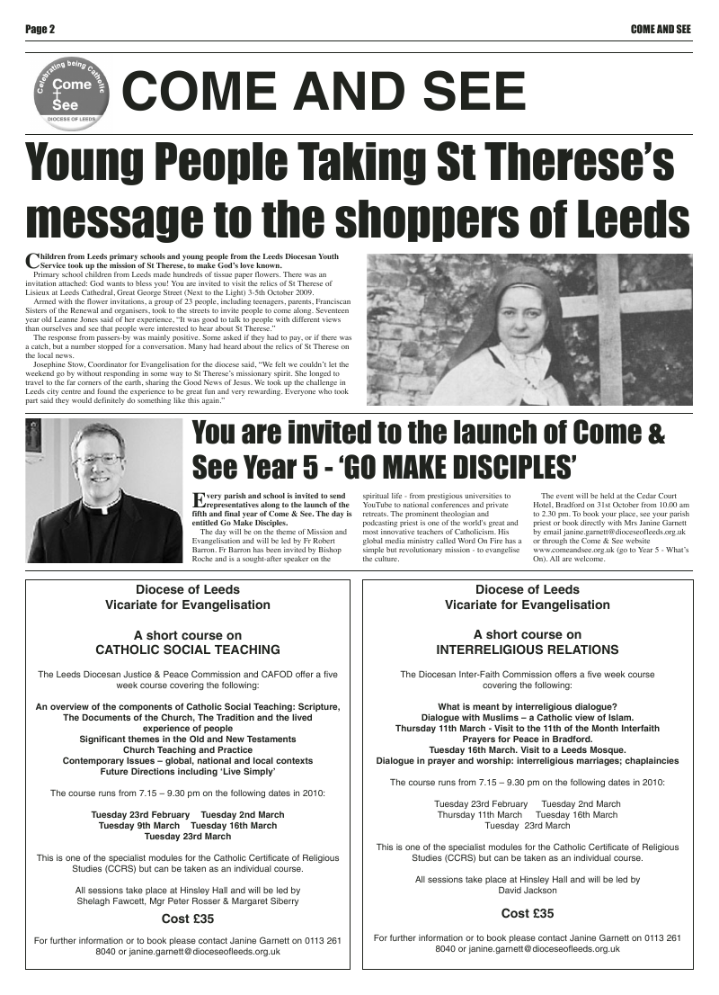 Oct 2009 edition of the Leeds Catholic Post