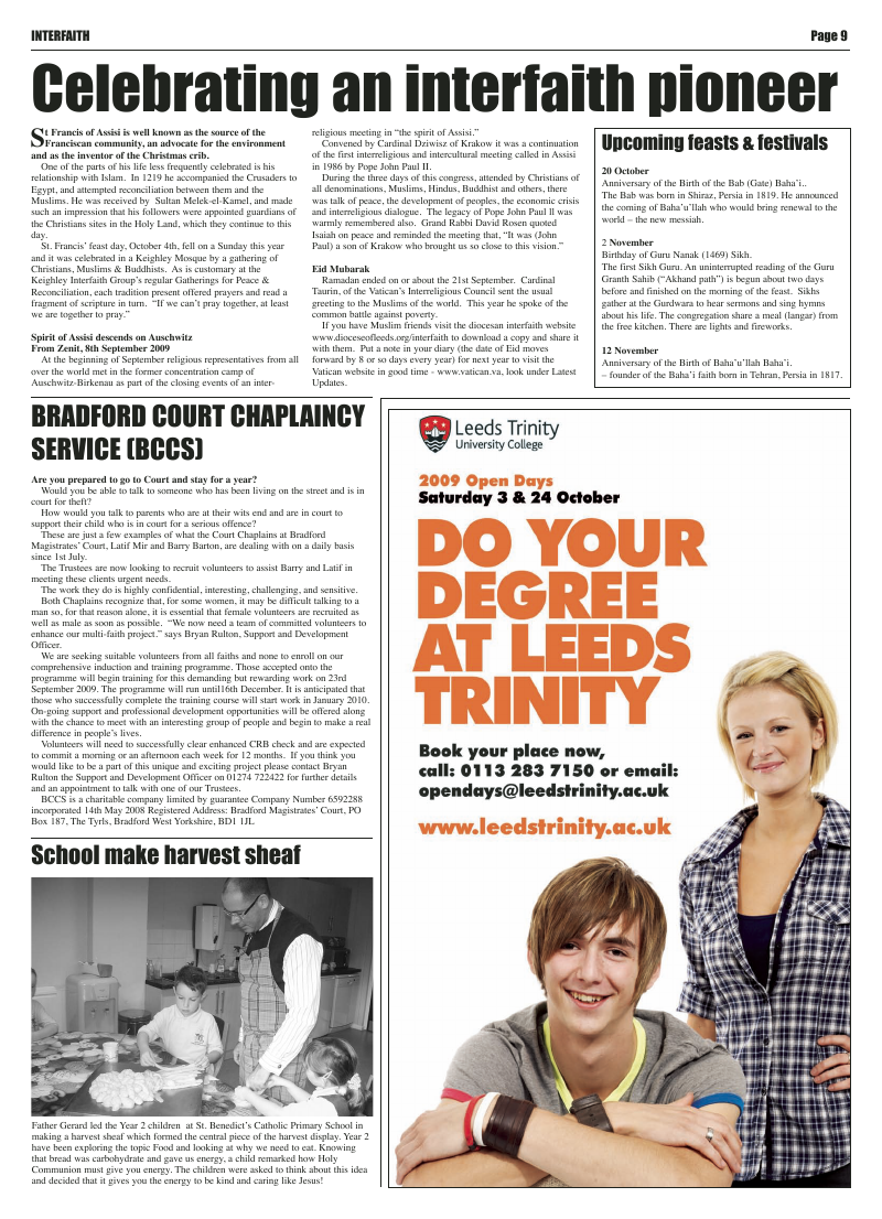 Oct 2009 edition of the Leeds Catholic Post