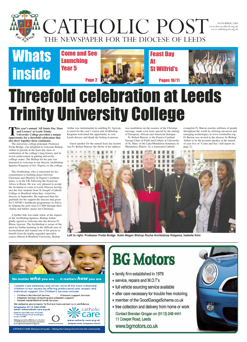 Nov 2009 edition of the Leeds Catholic Post