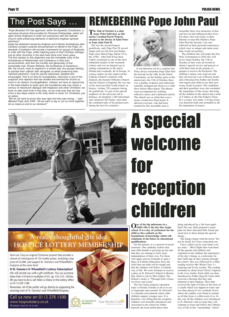 Nov 2009 edition of the Leeds Catholic Post