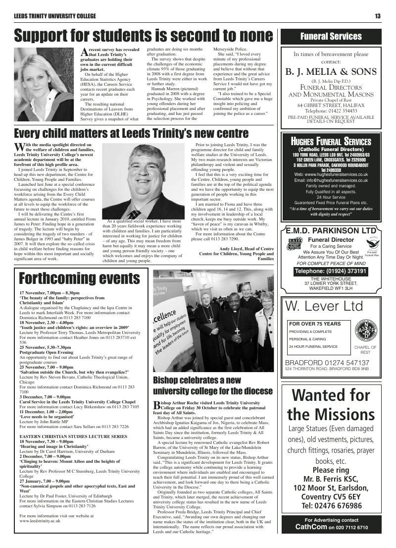 Nov 2009 edition of the Leeds Catholic Post Nov 2009 edition of the Leeds Catholic Post