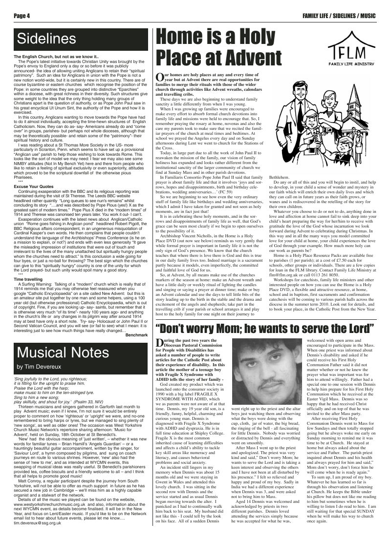 Nov 2009 edition of the Leeds Catholic Post Nov 2009 edition of the Leeds Catholic Post